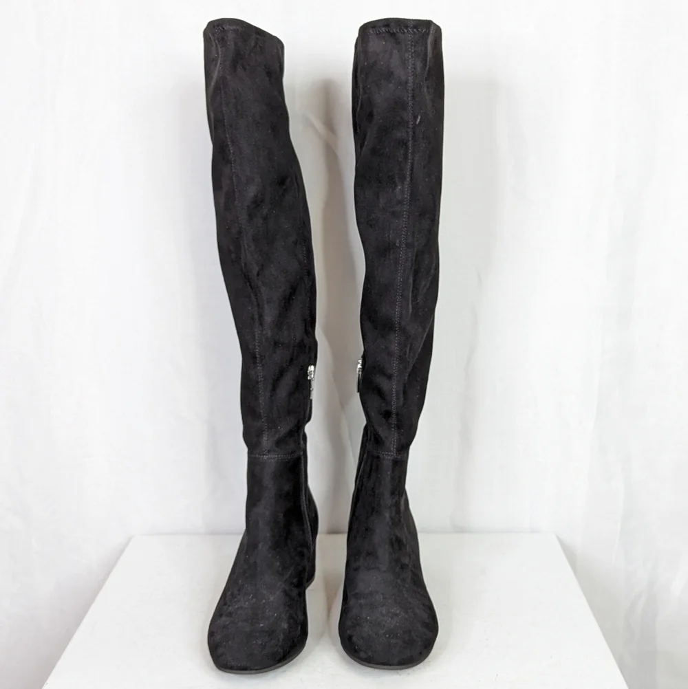 Marc Fisher Inspect Faux Leather Over the Knee Block Heel Boots Size 6.5